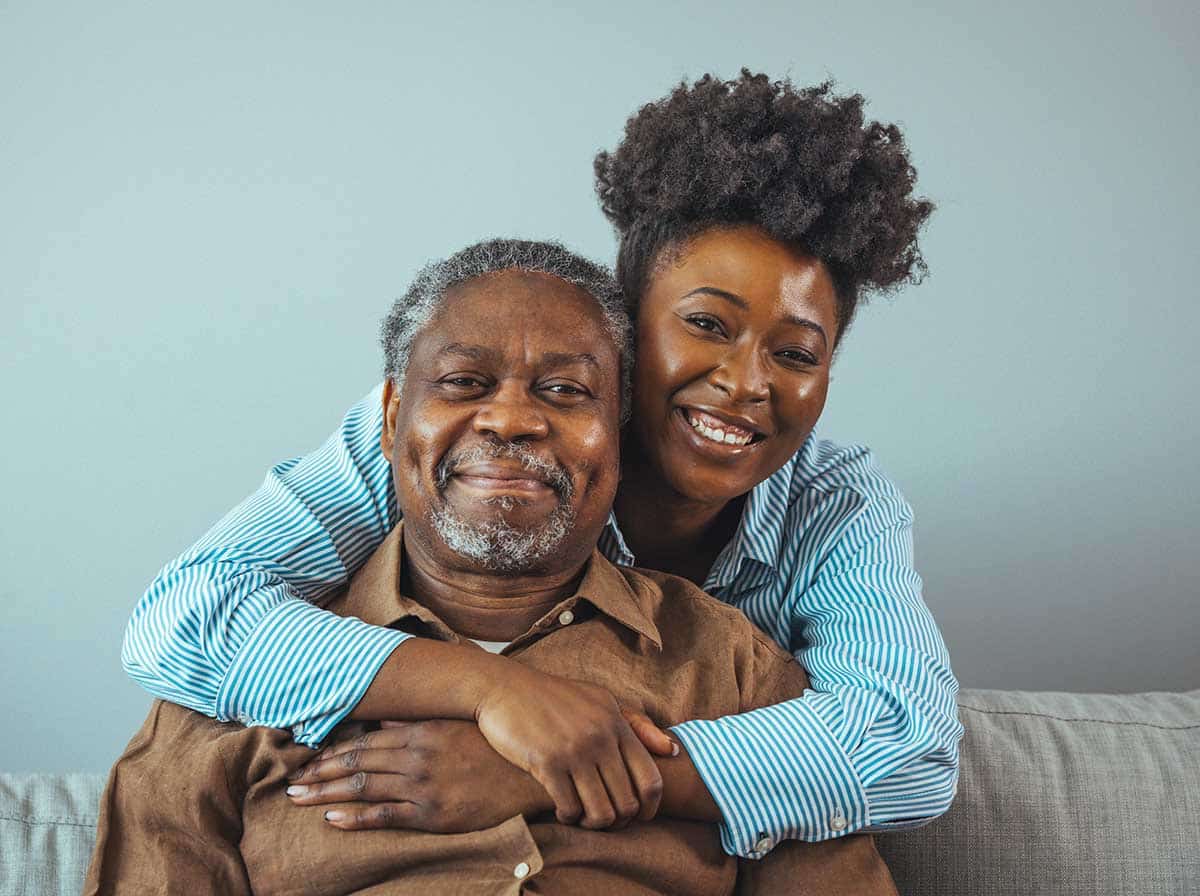 Happy older couple at home